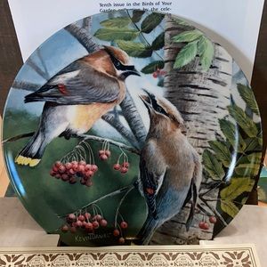 8" Vintage 1987 Porcelain Plate The Cedar Waxwing Garden Birds Kevin Daniel Deco
